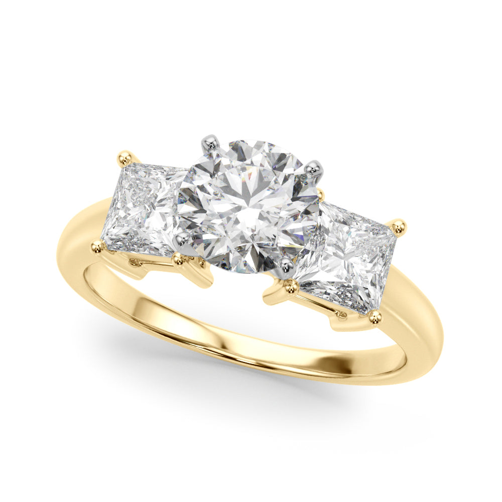 Three Stone Princess Cut Engagement Ring