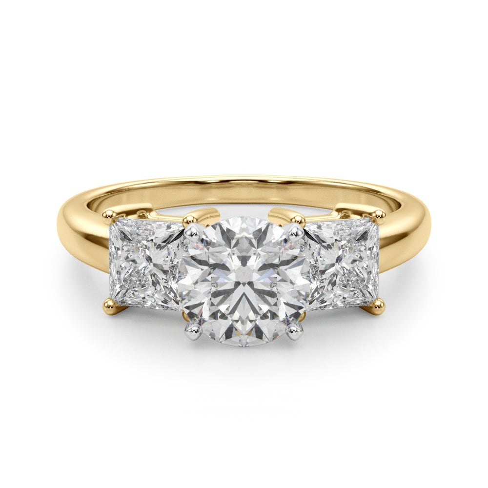 Three Stone Princess Cut Engagement Ring