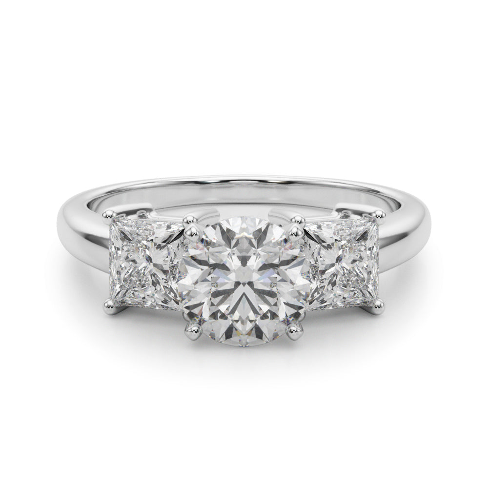 Three Stone Princess Cut Engagement Ring