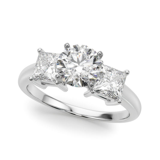 Three Stone Princess Cut Engagement Ring