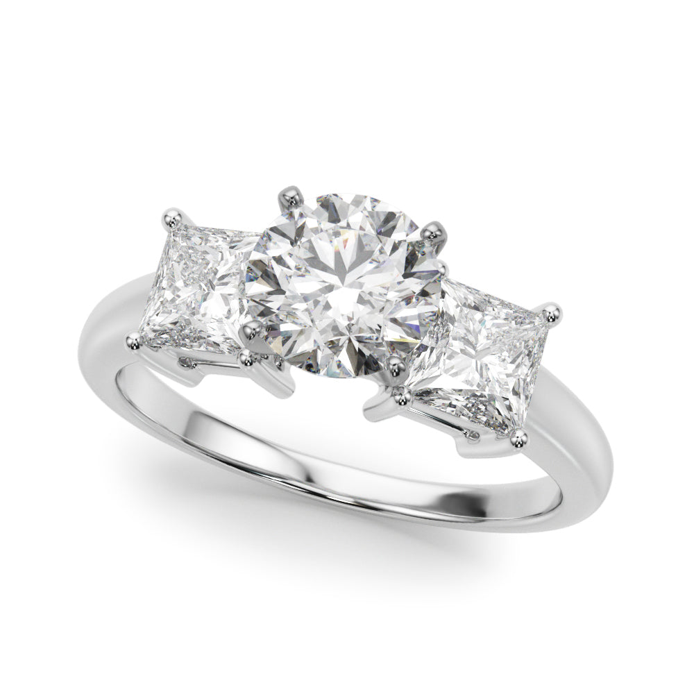 Three Stone Princess Cut Engagement Ring