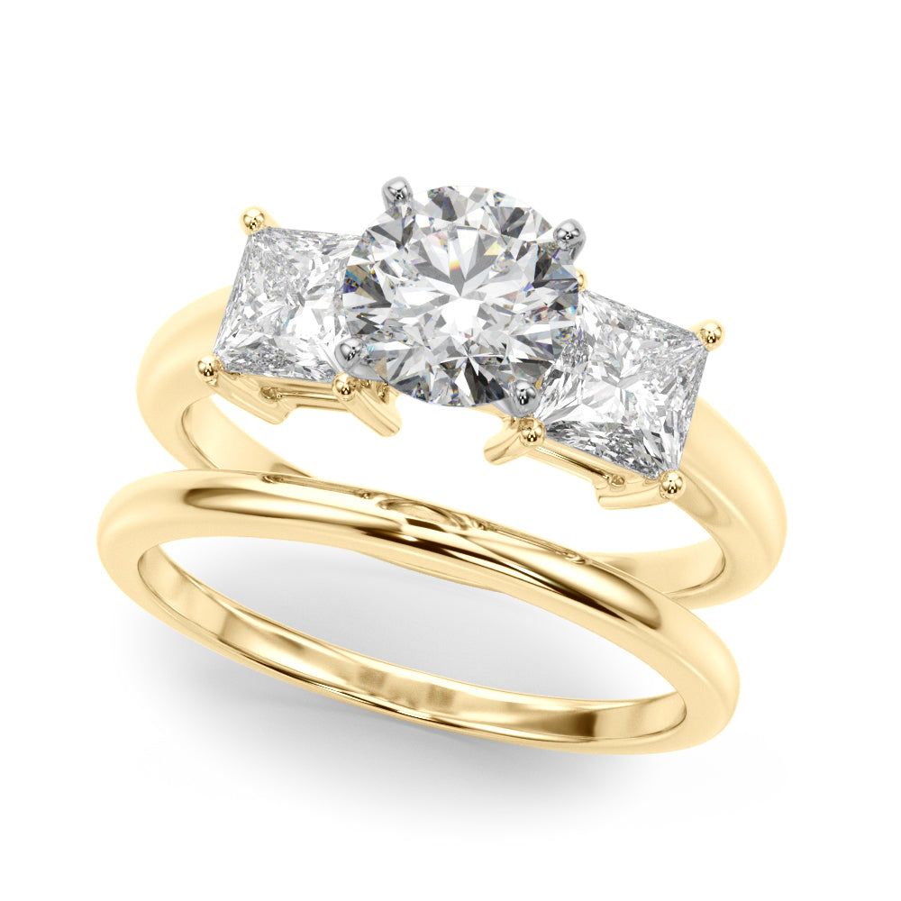 Three Stone Princess Cut Engagement Ring
