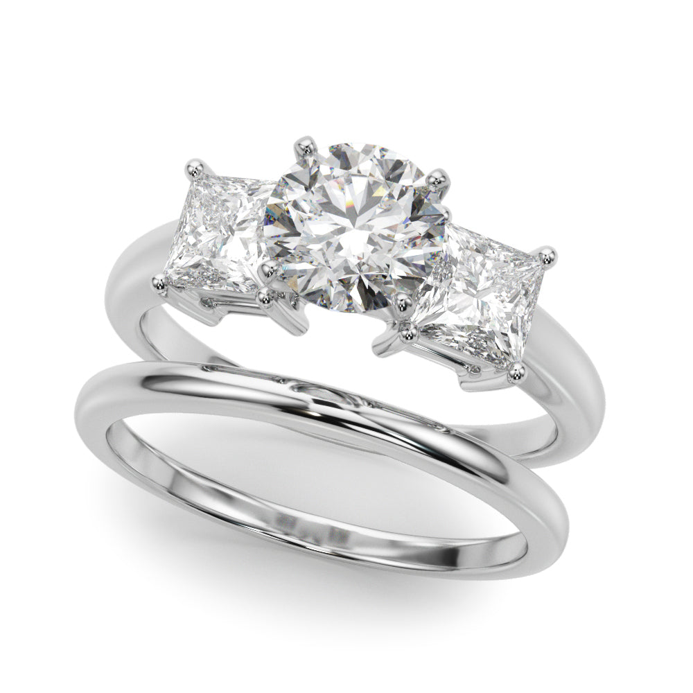 Three Stone Princess Cut Engagement Ring