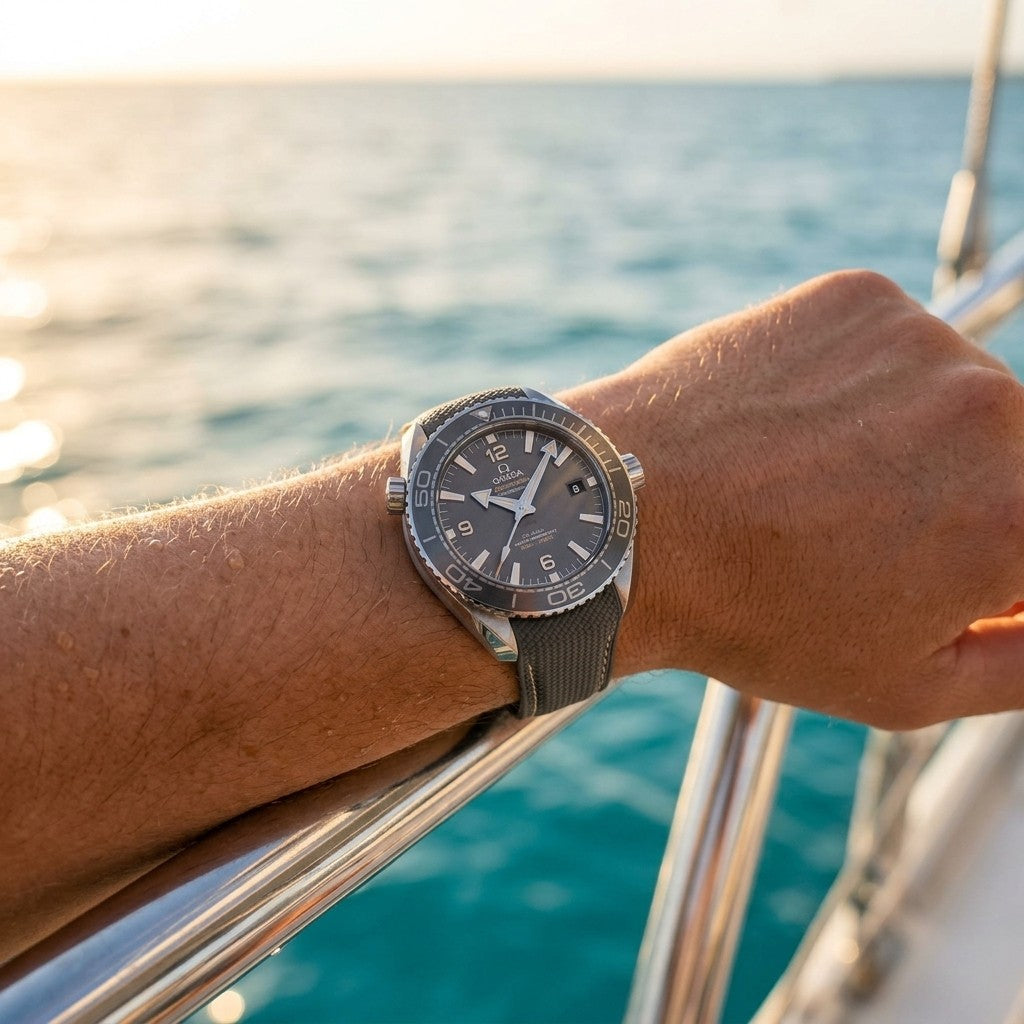 Omega Seamaster Planet Ocean 600M 43.5 mm — Steel on Rubber Strap — lifestyle
