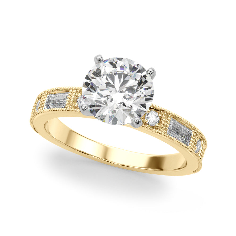Alternating Round & Baguette Stackable Engagement Rings