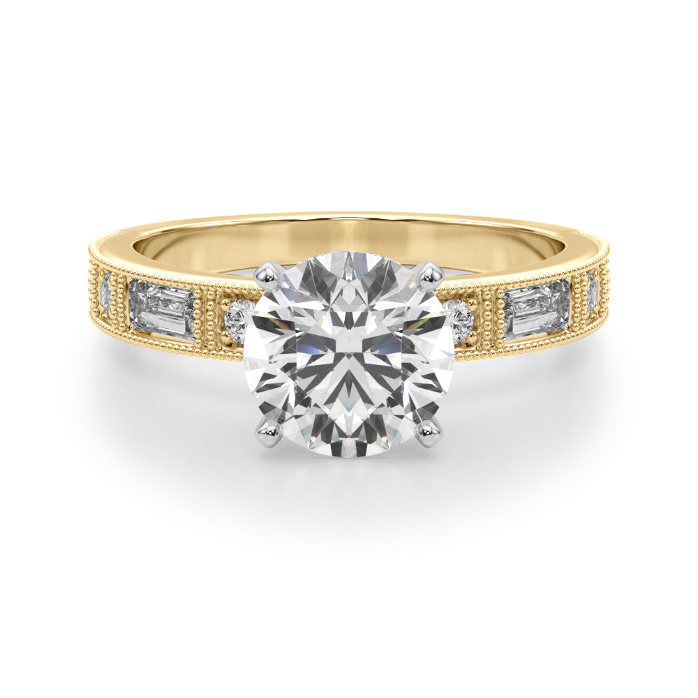 Alternating Round & Baguette Stackable Engagement Rings