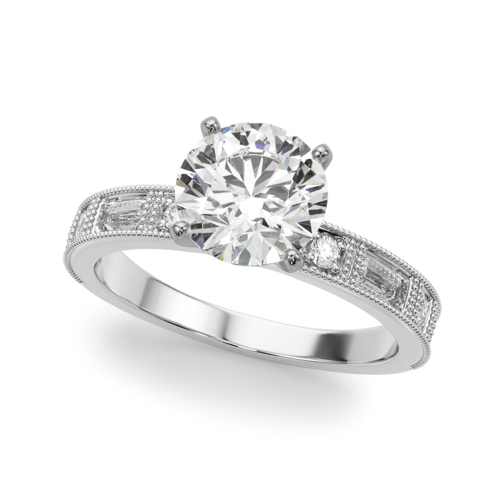 Alternating Round & Baguette Stackable Engagement Rings