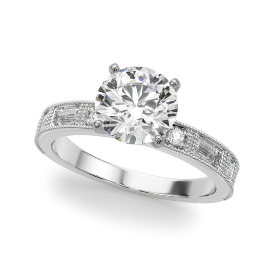 Alternating Round & Baguette Stackable Engagement Rings