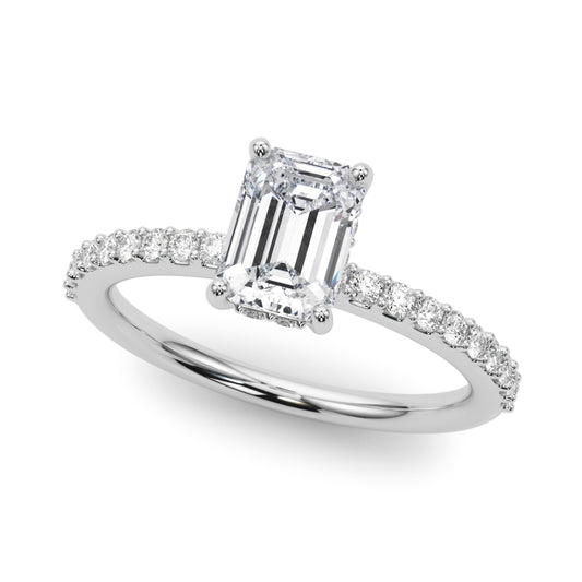 Hidden Halo Emerald Cut Engagement Ring