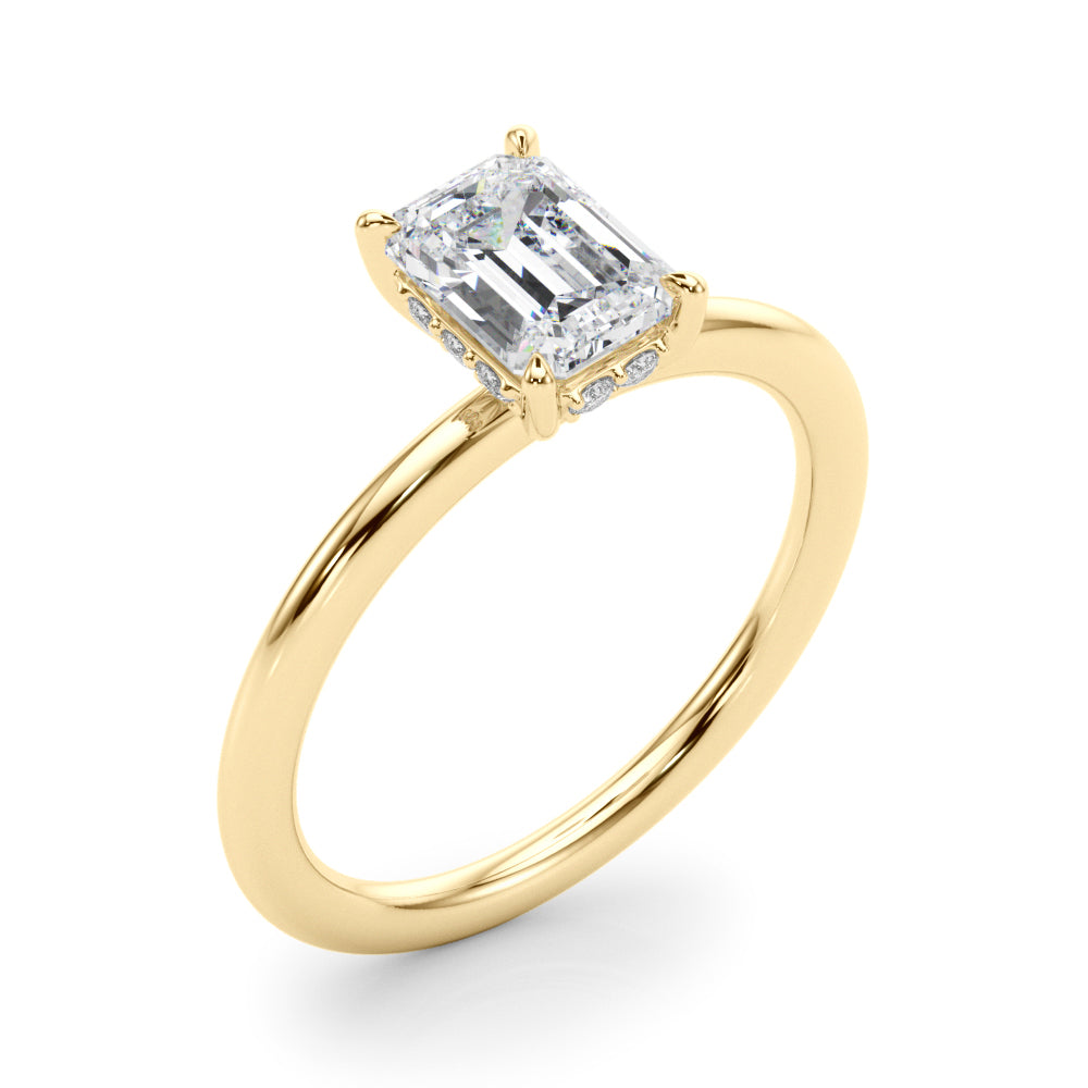 Hidden Halo Emerald Cut Engagement Ring