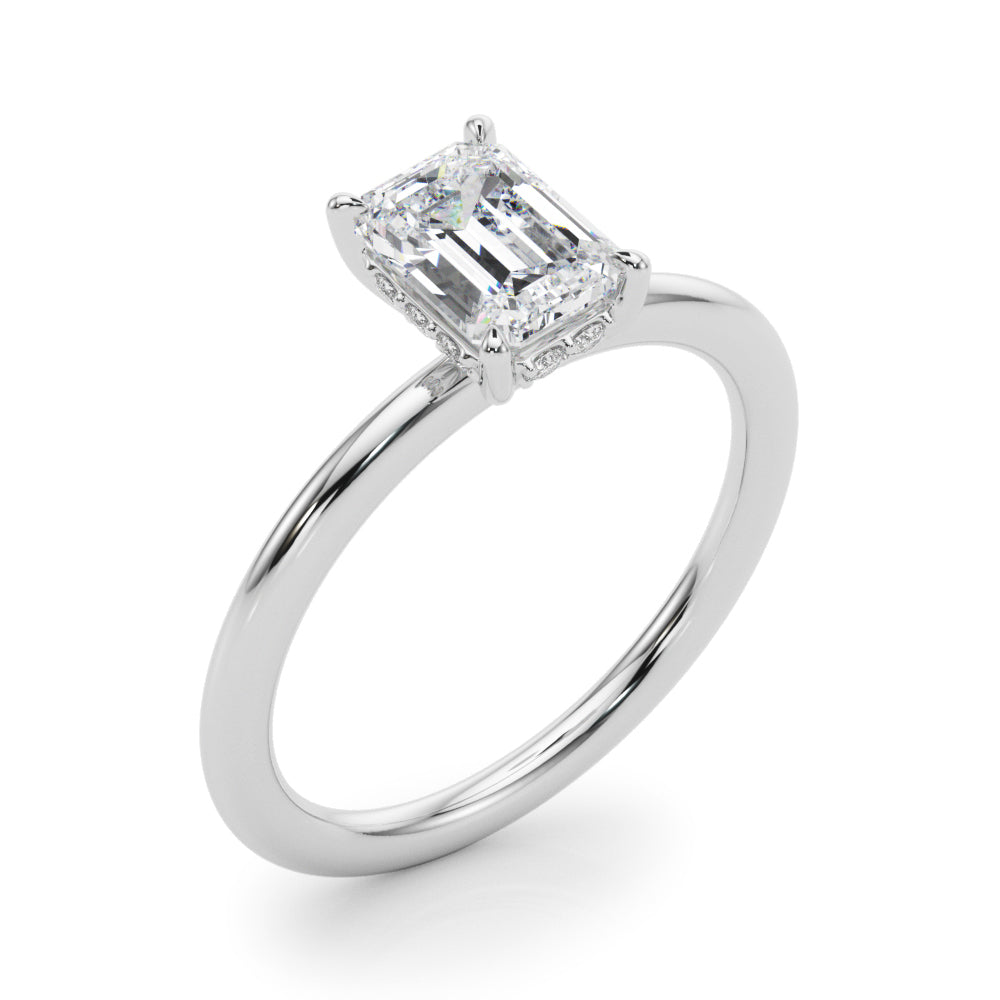 Hidden Halo Emerald Cut Engagement Ring