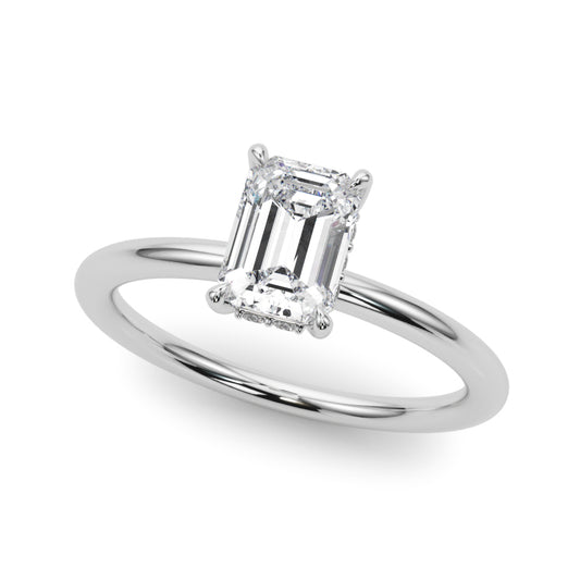 Hidden Halo Emerald Cut Engagement Ring