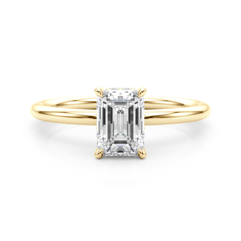 Hidden Halo Emerald Cut Engagement Ring