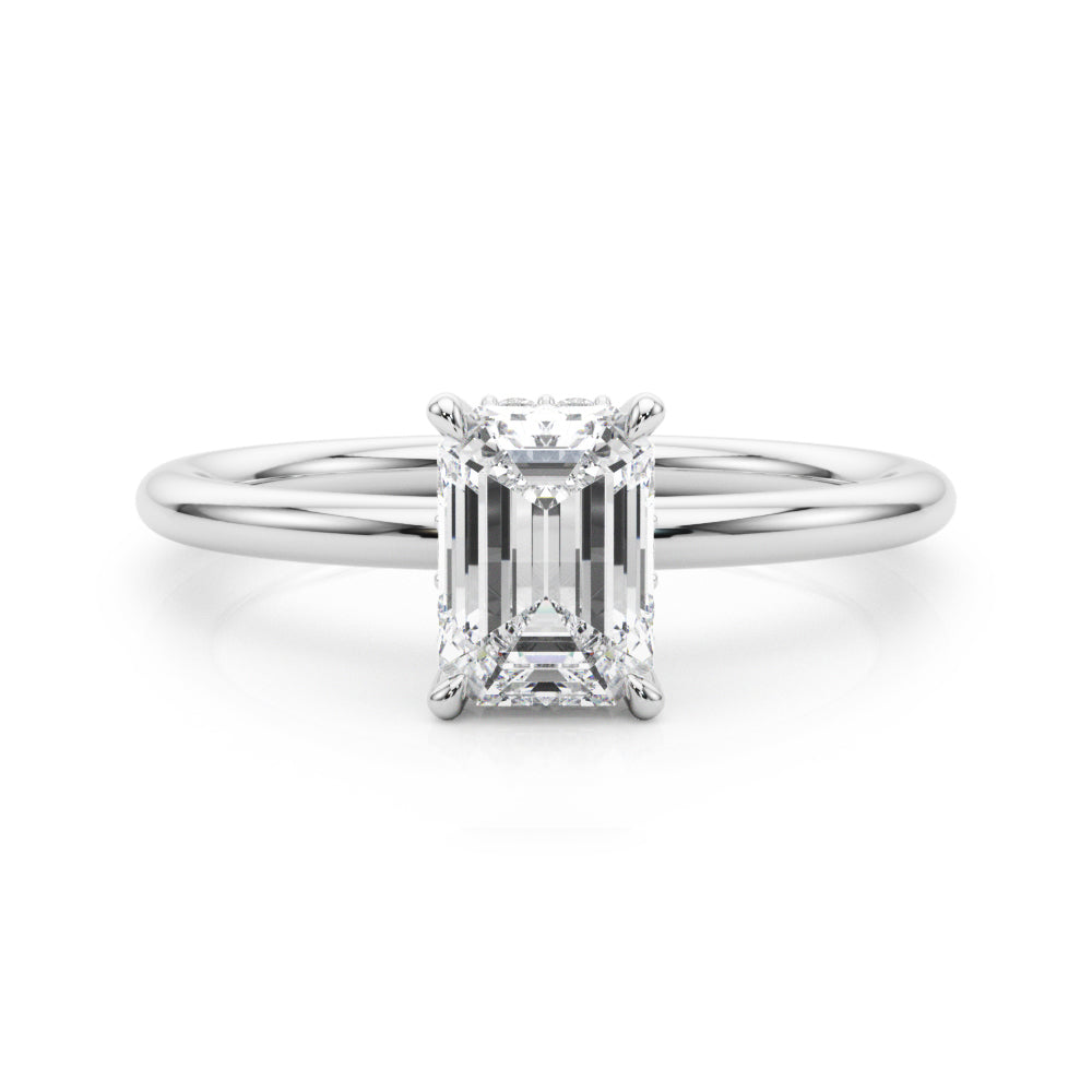 Hidden Halo Emerald Cut Engagement Ring