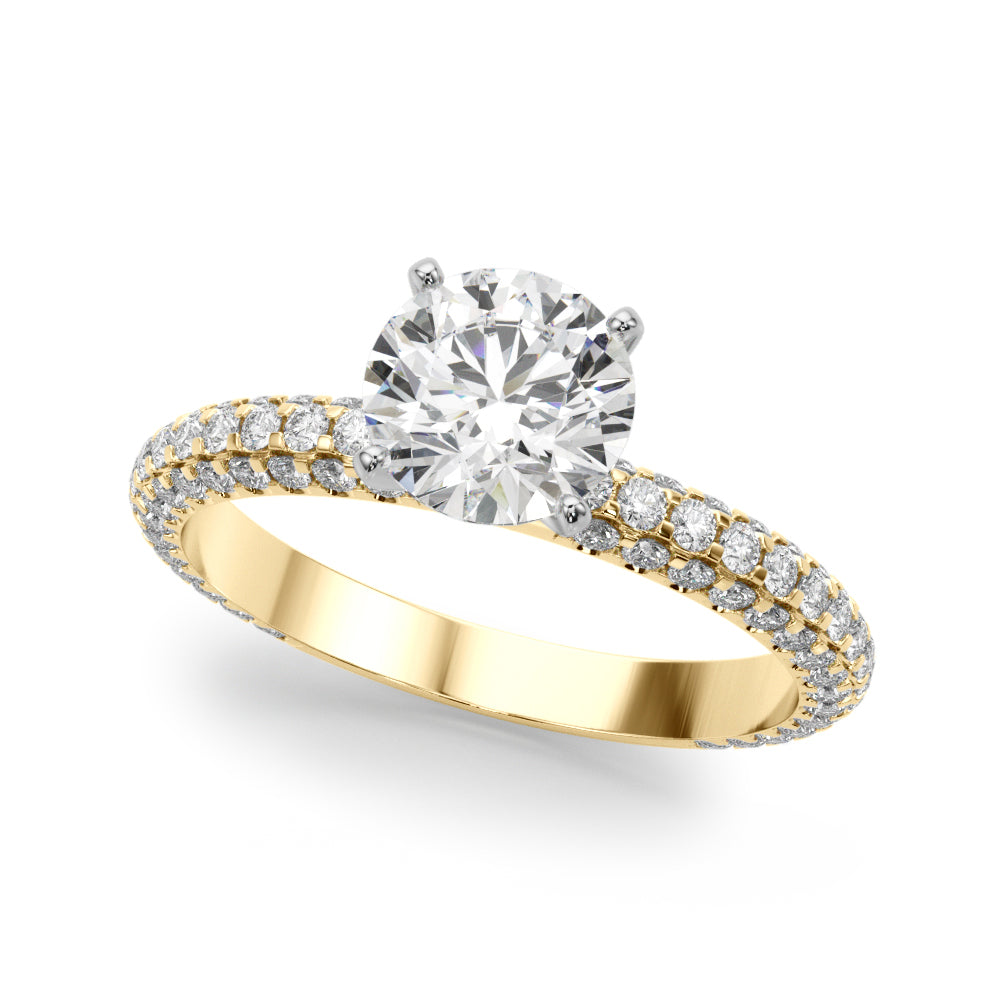 Multirow Pavé Engagement Ring