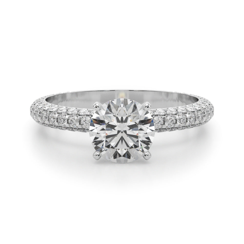Multirow Pavé Engagement Ring