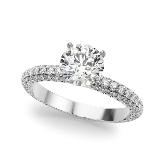 Multirow Pavé Engagement Ring