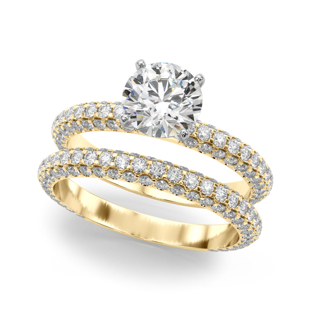 Multirow Pavé Engagement Ring