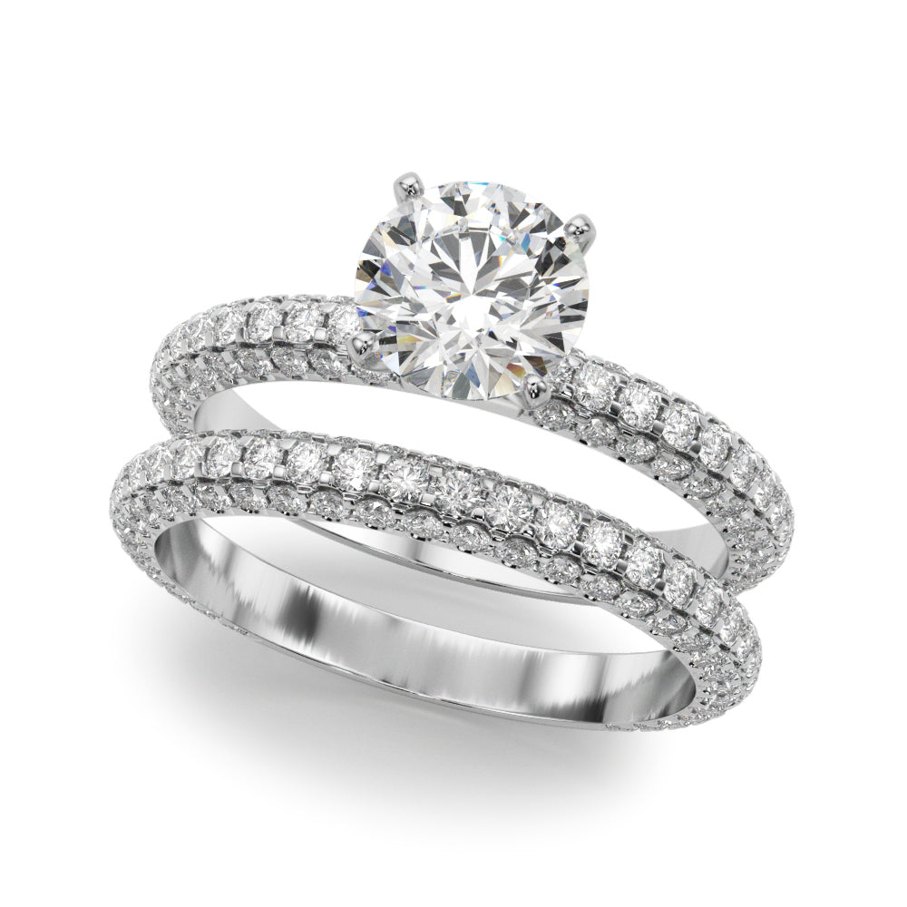 Multirow Pavé Engagement Ring