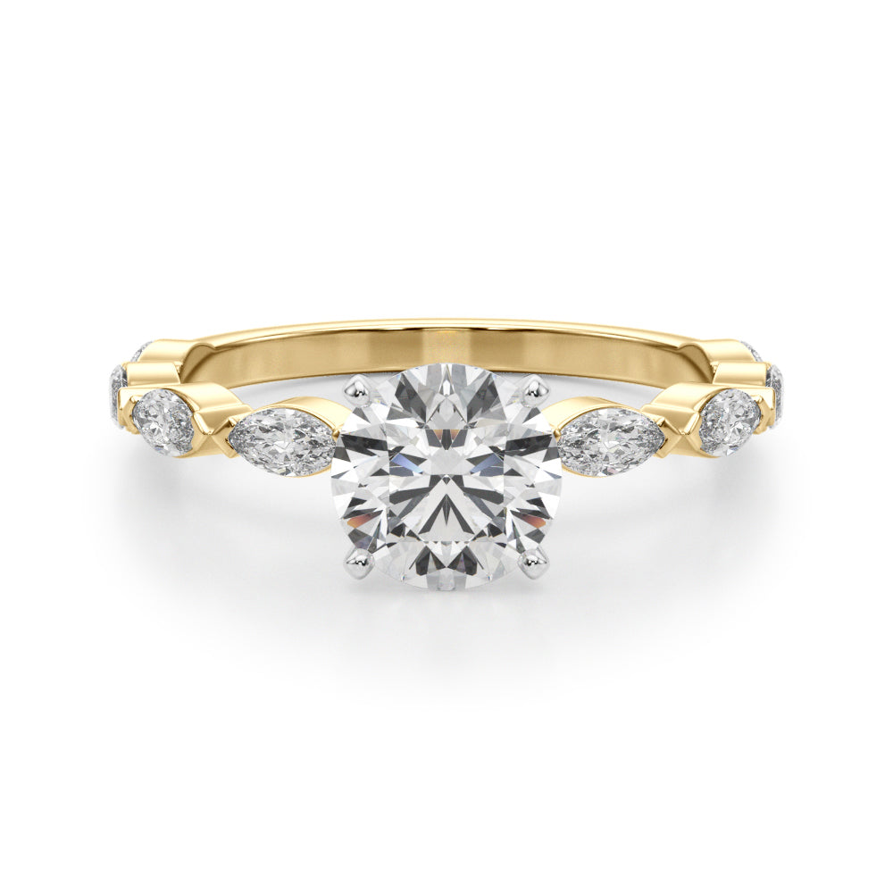 V-Tip Marquise Accented Engagement Ring