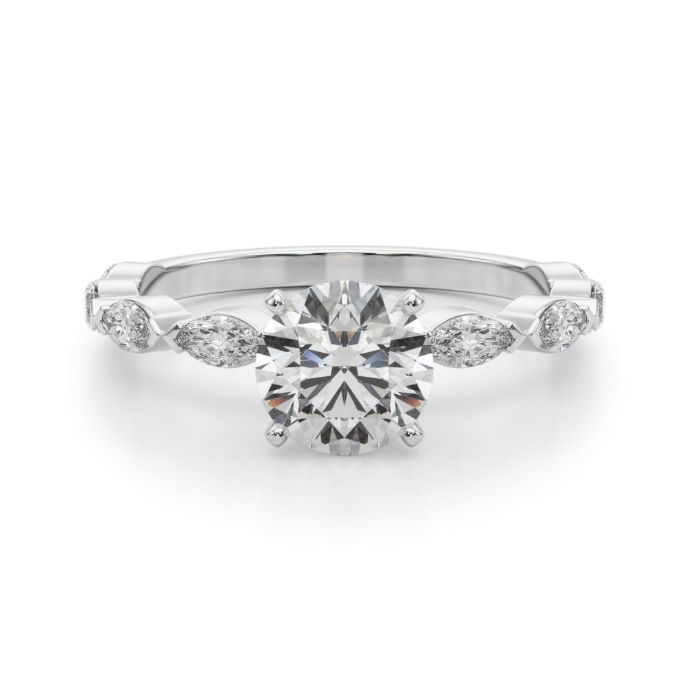 V-Tip Marquise Accented Engagement Ring