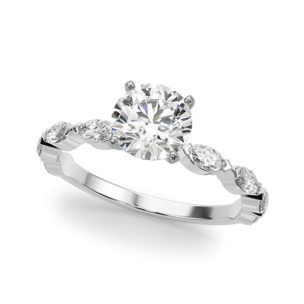 V-Tip Marquise Accented Engagement Ring