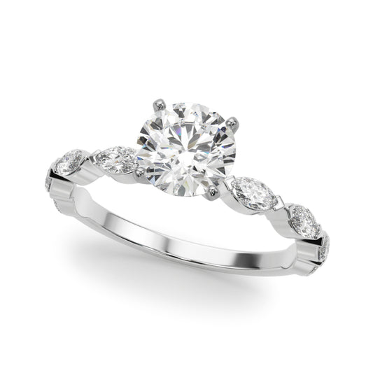 V-Tip Marquise Accented Engagement Ring
