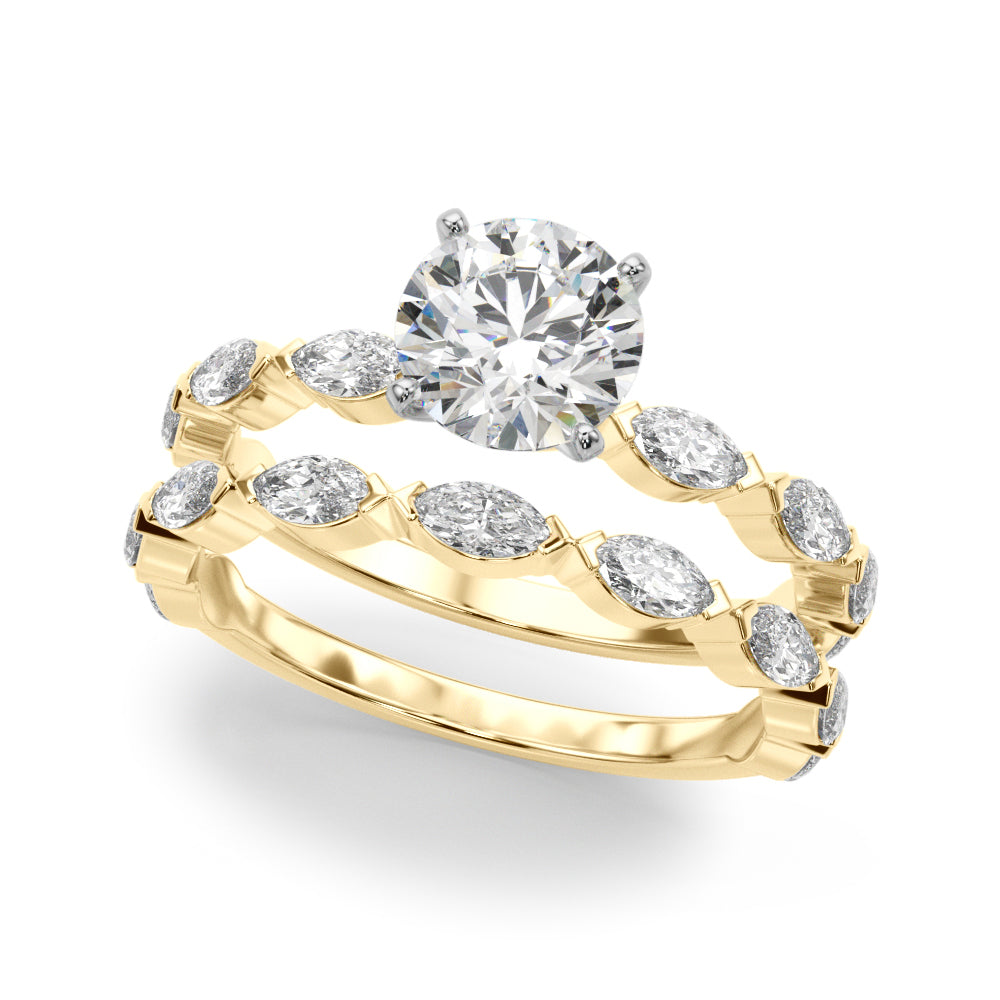 V-Tip Marquise Accented Engagement Ring