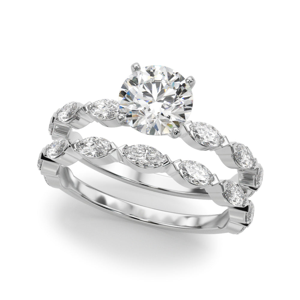 V-Tip Marquise Accented Engagement Ring