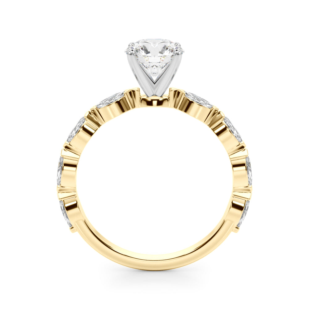V-Tip Marquise Accented Engagement Ring