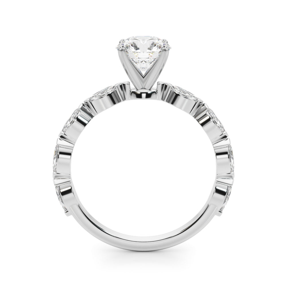 V-Tip Marquise Accented Engagement Ring
