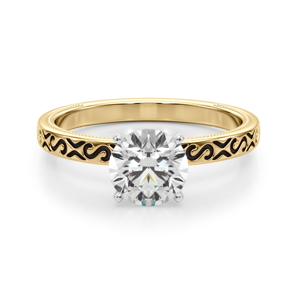 Vintage Style S-Carved Engagement Ring