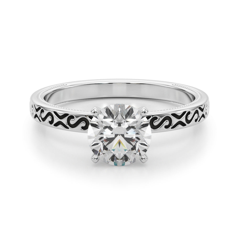 Vintage Style S-Carved Engagement Ring