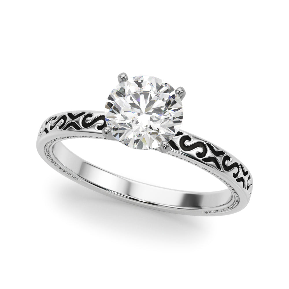 Vintage Style S-Carved Engagement Ring