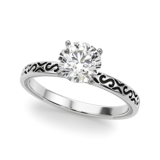 Vintage Style S-Carved Engagement Ring