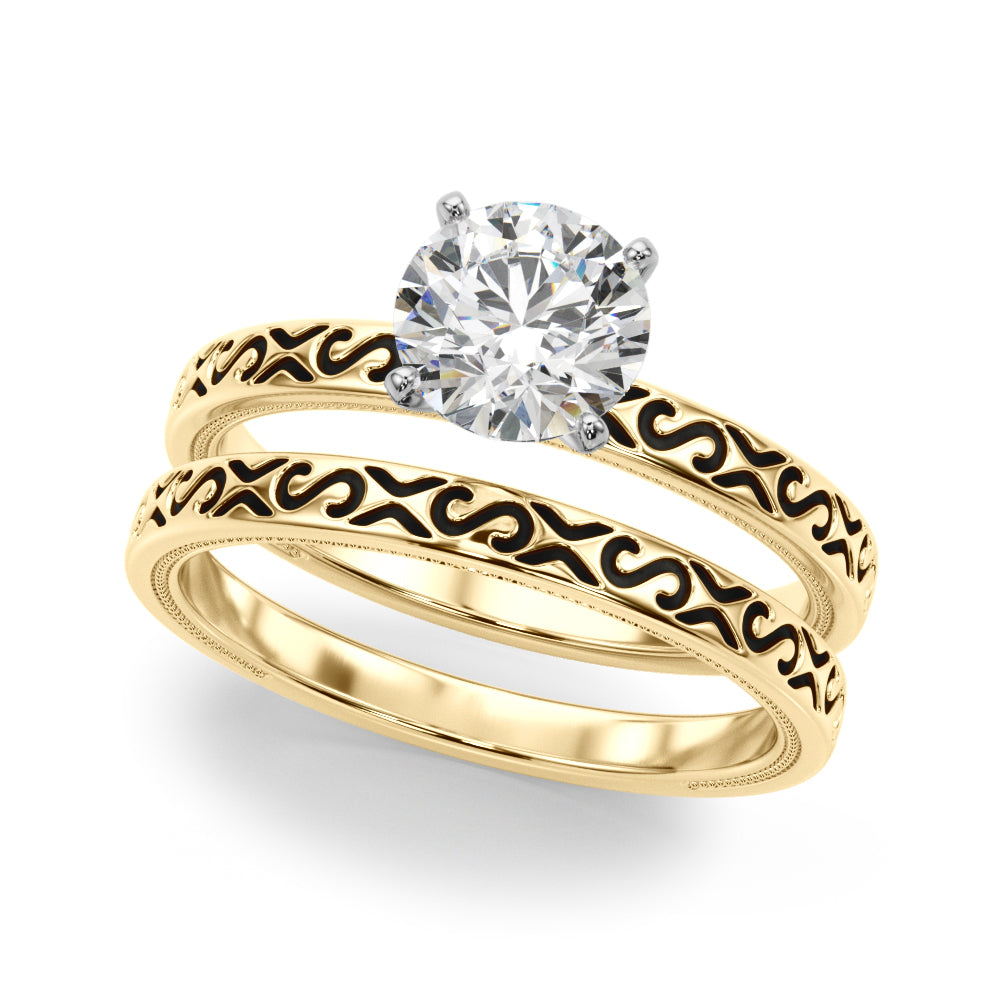 Vintage Style S-Carved Engagement Ring