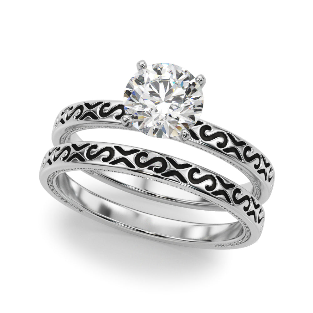 Vintage Style S-Carved Engagement Ring