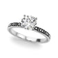 Vintage Style Heart Carved Engagement Ring