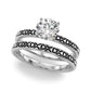 Vintage Style Heart Carved Engagement Ring