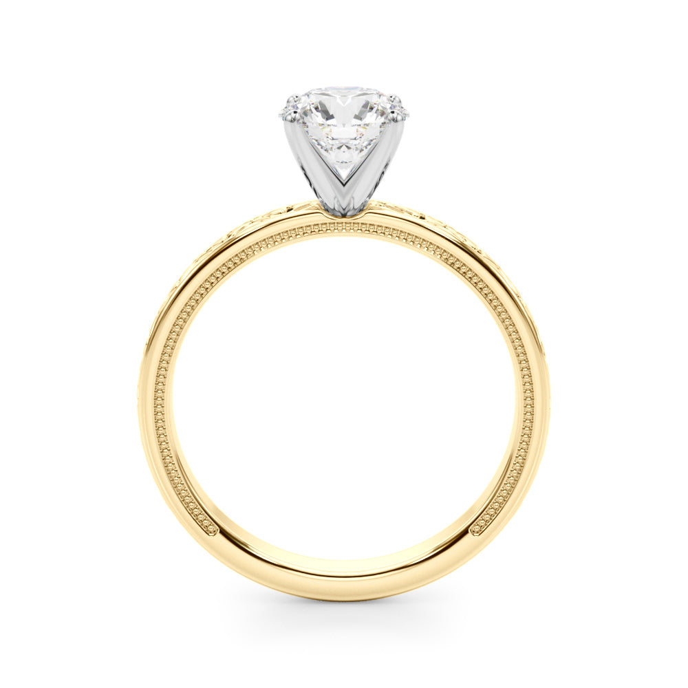 Vintage Style Heart Carved Engagement Ring