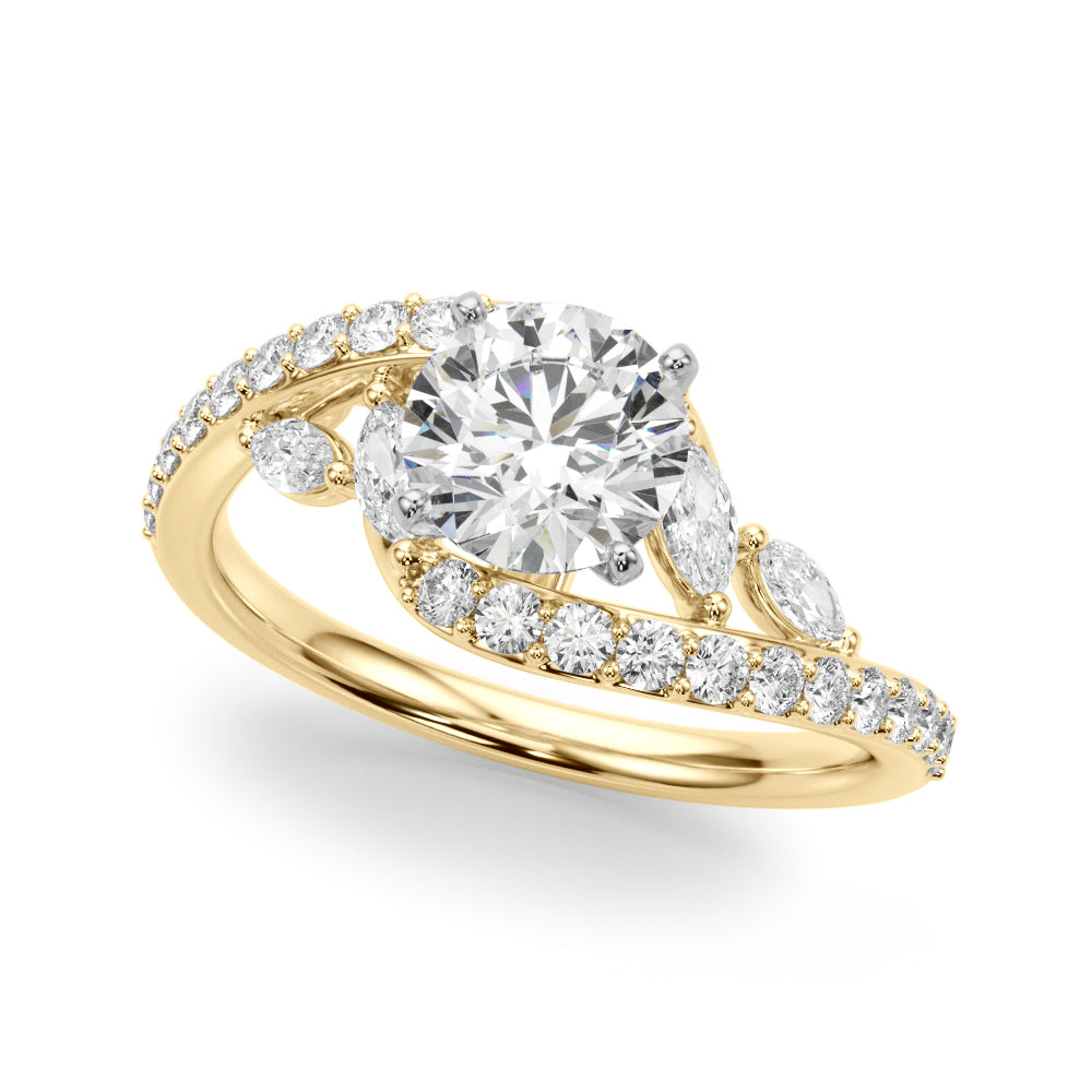 Bypass Fancy Shape Melee Marquise Shape Engagement Ring