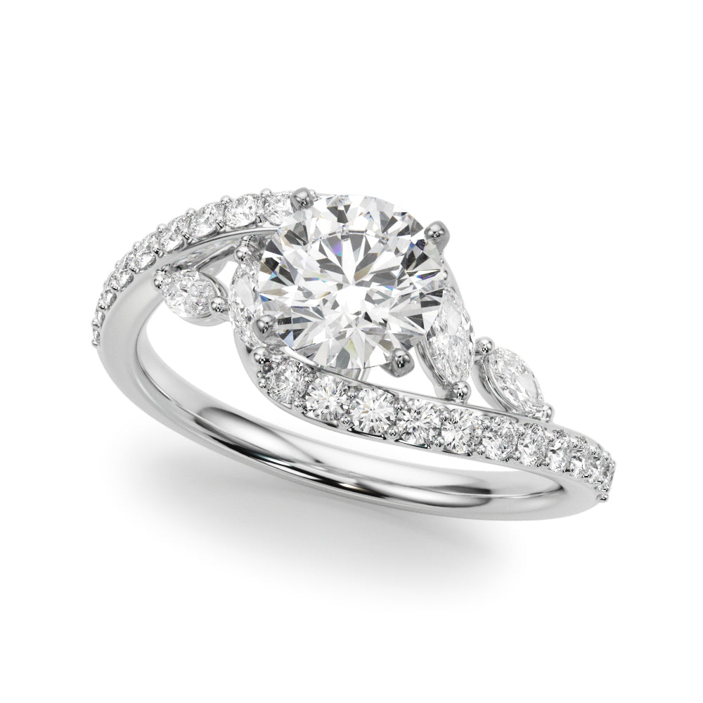 Bypass Fancy Shape Melee Marquise Shape Engagement Ring