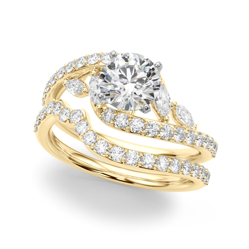 Bypass Fancy Shape Melee Marquise Shape Engagement Ring