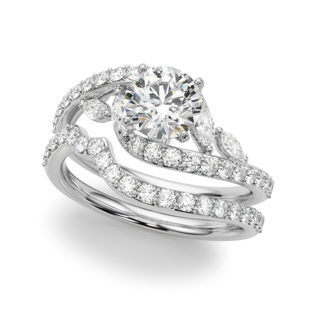 Bypass Fancy Shape Melee Marquise Shape Engagement Ring