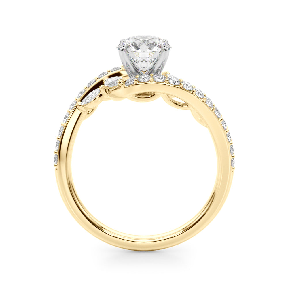 Bypass Fancy Shape Melee Marquise Shape Engagement Ring