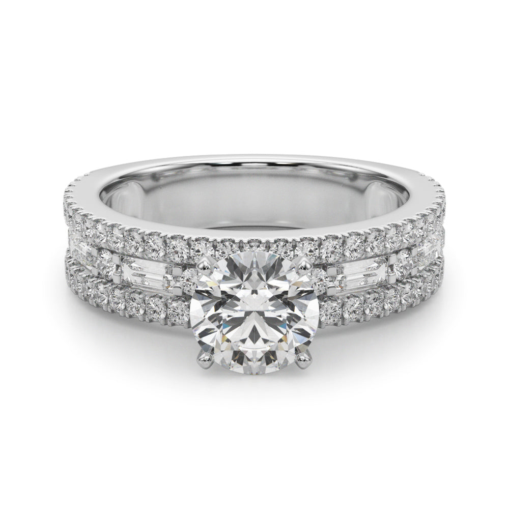 Multirow Round & Baguette Engagement Ring