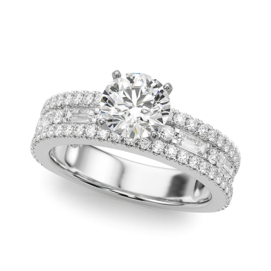 Multirow Round & Baguette Engagement Ring