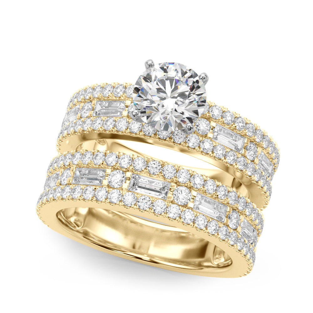 Multirow Round & Baguette Engagement Ring