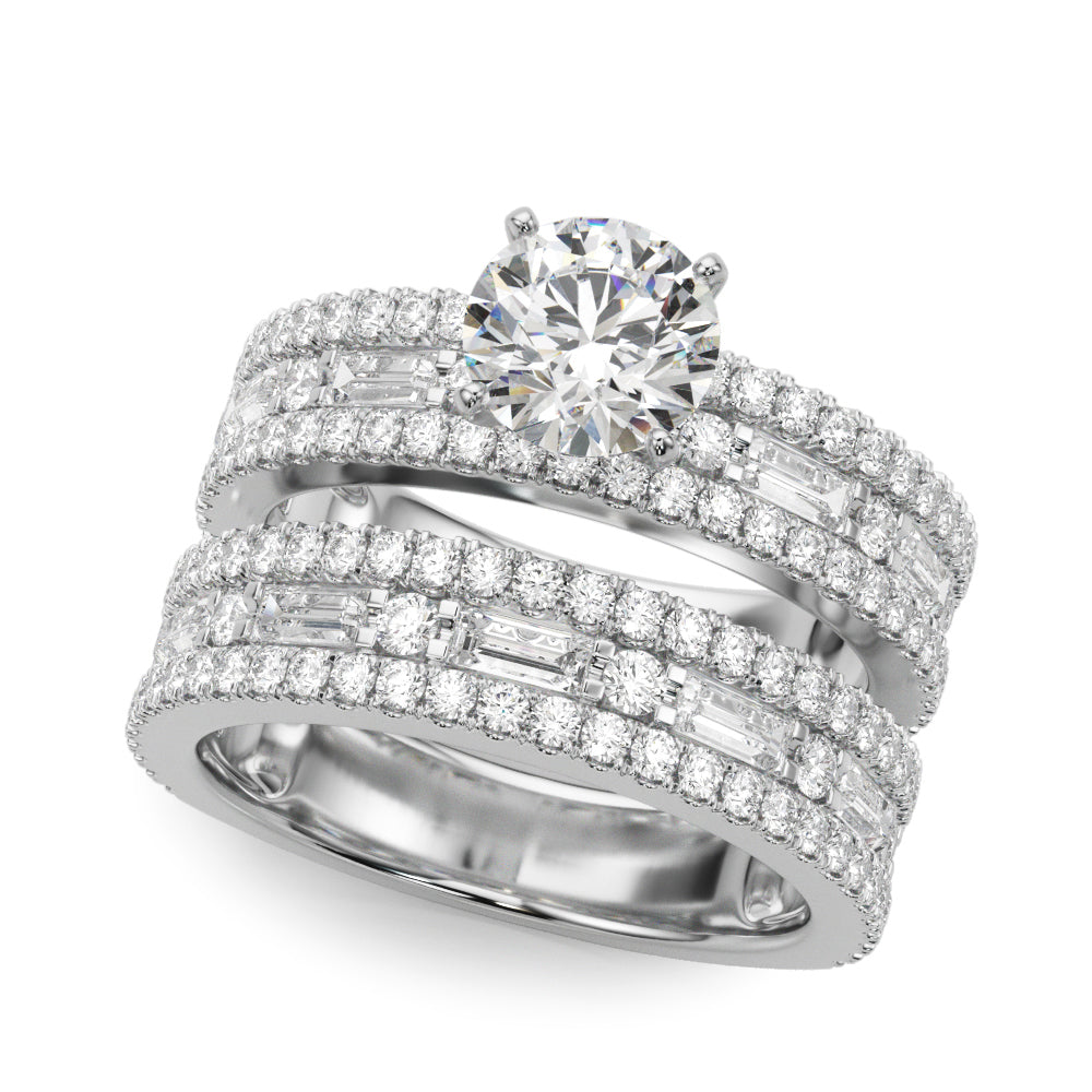 Multirow Round & Baguette Engagement Ring
