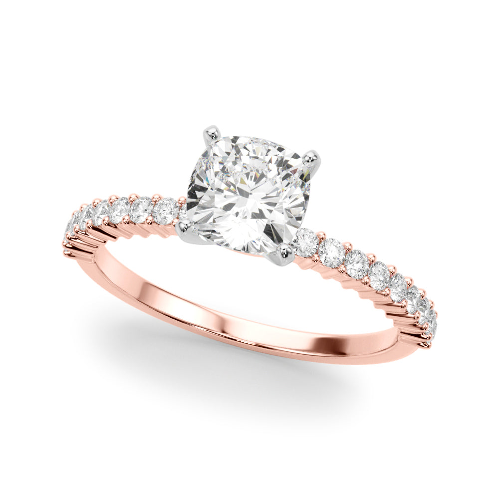 Single Row Shared Prong Engagement Ring